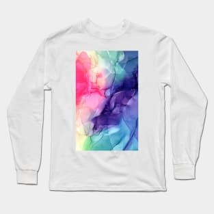 Colorful Rainbow Flowing Abstract Vertical Painting Long Sleeve T-Shirt